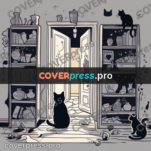 Comic style drawing: cat by broken pieces