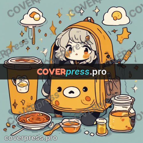 Comic style drawing: hero with a jar of food