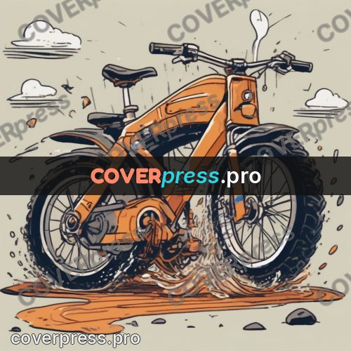 Comic style drawing: bicycle in a rain puddle