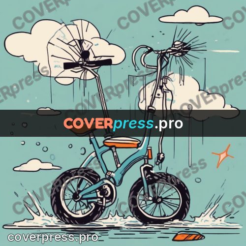 Comic style drawing: bicycle in a rain puddle
