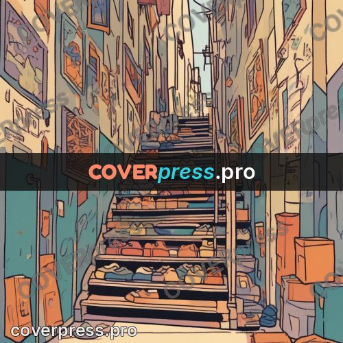 Comic style drawing: stairway between close houses