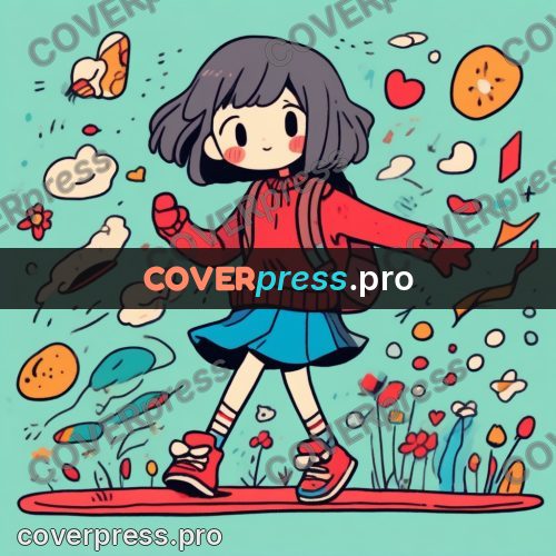 Comic style drawing: girl walking with a backpack