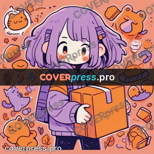 Comic style drawing: girl with a cardboard box