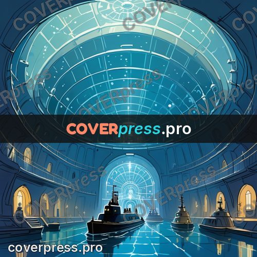 Cartoon style drawing: boats in a domed hall