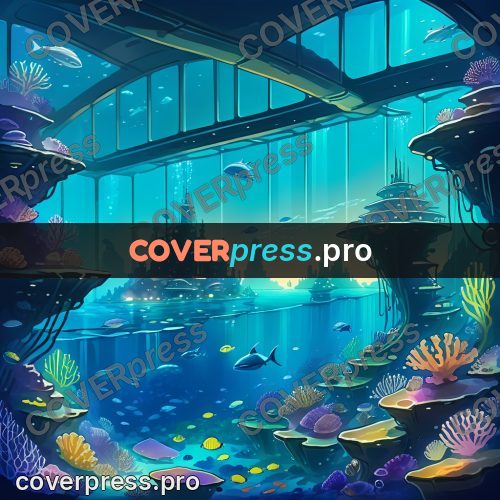 Cartoon style drawing: reef with bright corals