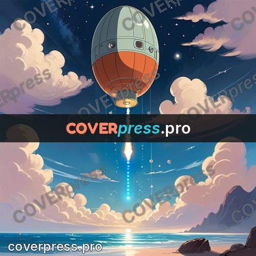 Cartoon style drawing: capsule rising above the clouds