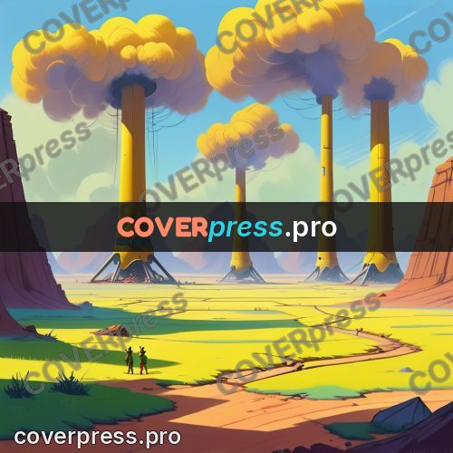 Cartoon style drawing: yellow plain with trees