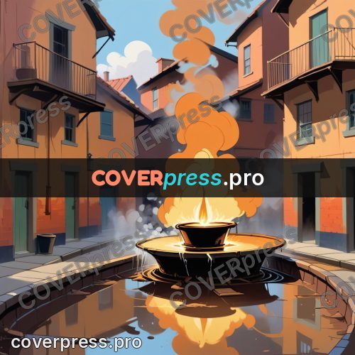 Cartoon style drawing: smoking vessel in a street