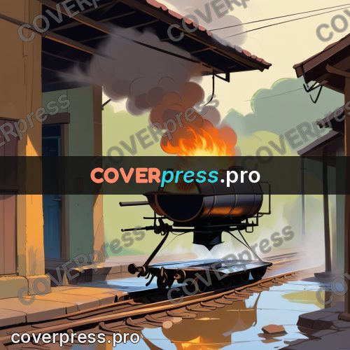 Cartoon style drawing: smoking vessel in a street