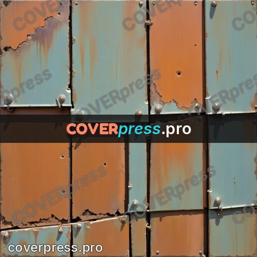 Cartoon style drawing: metal plates with rivets