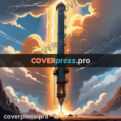 Cartoon style drawing: drill shaft in the clouds