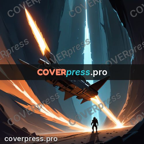 Cartoon style drawing: light beam in a dark canyon
