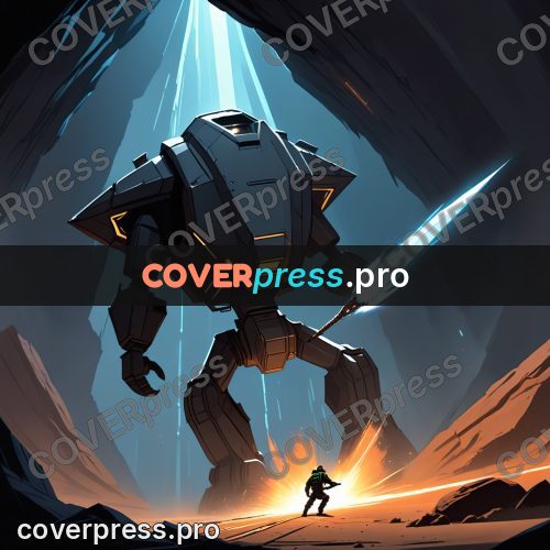 Cartoon style drawing: light beam in a dark canyon