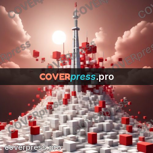 Geometric 3d artwork: tv tower on a white hill