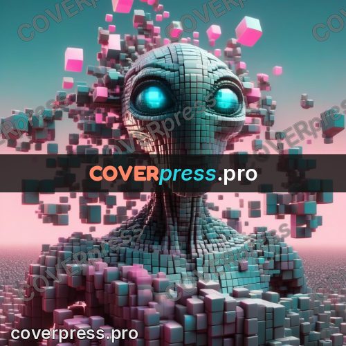 Geometric 3d artwork: alien with huge eyes