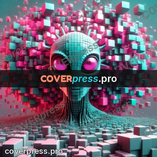 Geometric 3d artwork: alien with huge eyes