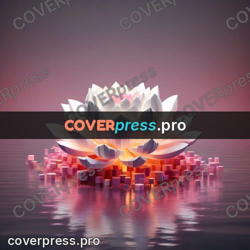 Geometric 3d artwork: pink lotus above the water