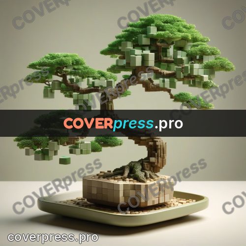 Geometric 3d artwork: bonsai tree in a flat pot