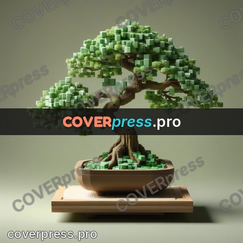 Geometric 3d artwork: bonsai tree in a flat pot