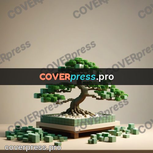 Geometric 3d artwork: bonsai tree in a flat pot