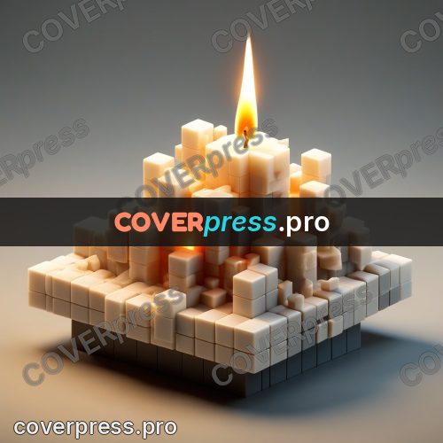 Geometric 3d artwork: burning candle on a base