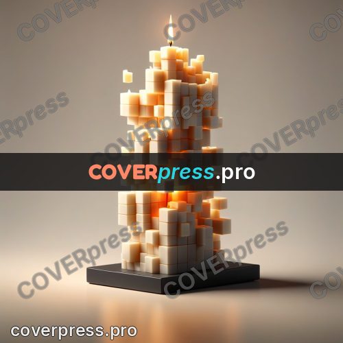 Geometric 3d artwork: burning candle on a base
