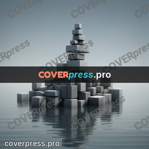 Geometric 3d artwork: stack of stones above the water