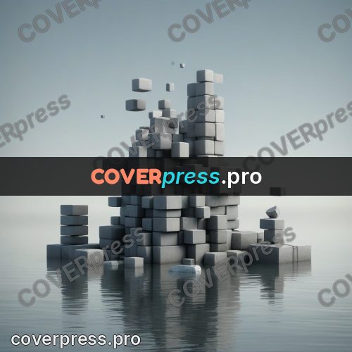 Geometric 3d artwork: stack of stones above the water