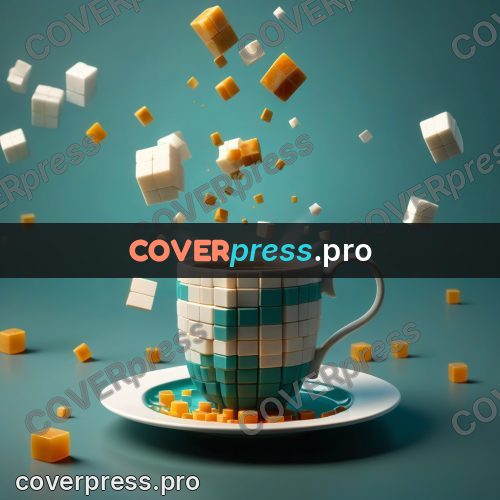 Geometric 3d artwork: cup of coffee on a saucer