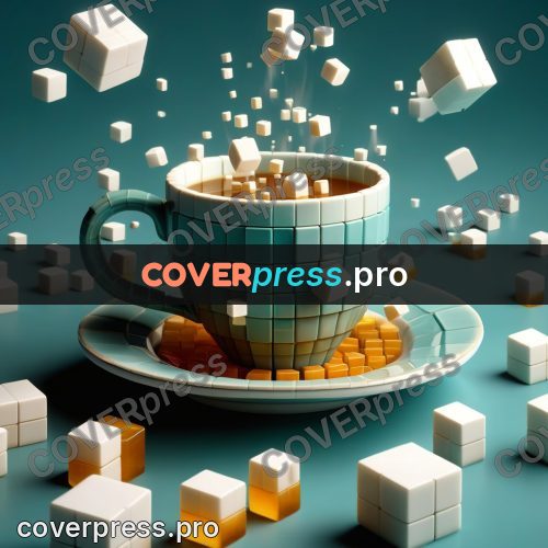 Geometric 3d artwork: cup of coffee on a saucer