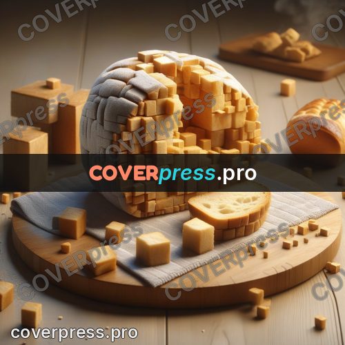 Geometric 3d artwork: loaf of bread on a board
