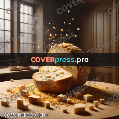 Geometric 3d artwork: loaf of bread on a board
