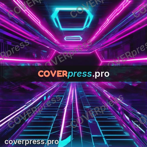 Cyberpunk illustration: neon road running into the distance