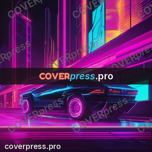 Cyberpunk illustration: neon road running into the distance