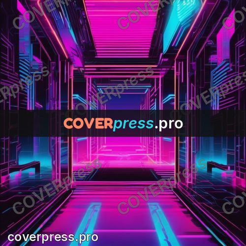 Cyberpunk illustration: neon corridor with an arch