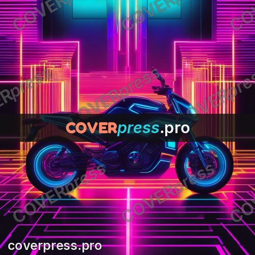 Cyberpunk illustration: neon motorcycle on a dark ground
