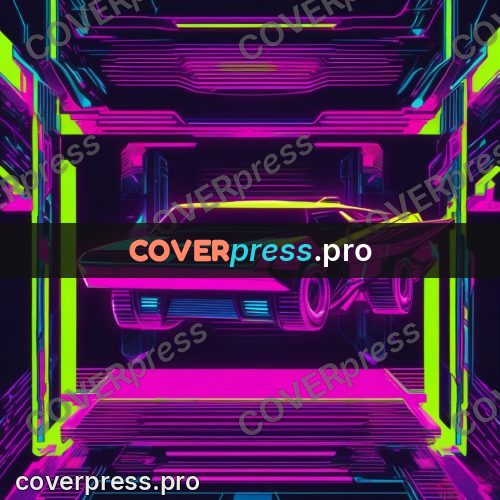 Cyberpunk illustration: neon car in the light