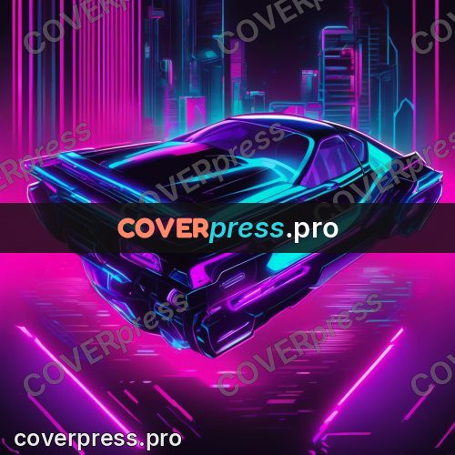 Cyberpunk illustration: neon car in the light