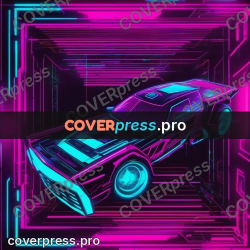 Cyberpunk illustration: neon car in the light