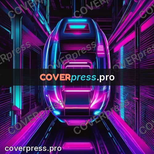 Cyberpunk illustration: capsule in a neon tunnel