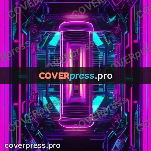 Cyberpunk illustration: capsule in a neon tunnel
