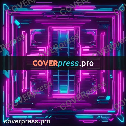 Cyberpunk illustration: neon structure in the middle