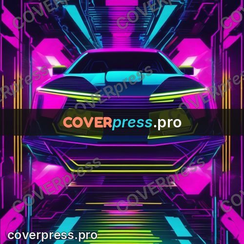 Cyberpunk illustration: racing car in neon