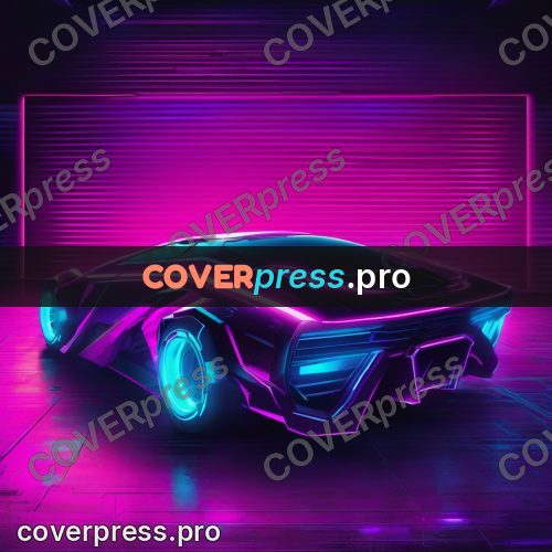 Cyberpunk illustration: racing car in neon