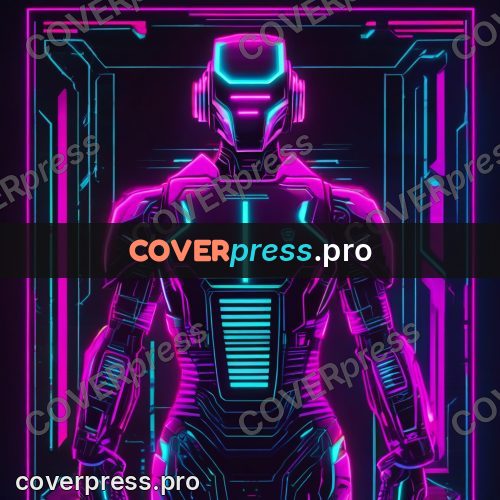 Cyberpunk illustration: android with a smooth visor
