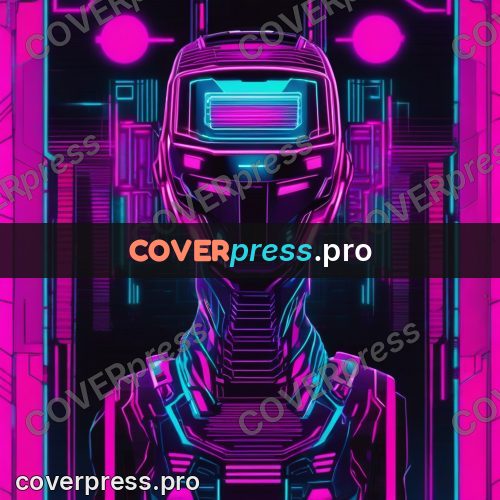 Cyberpunk illustration: android with a smooth visor