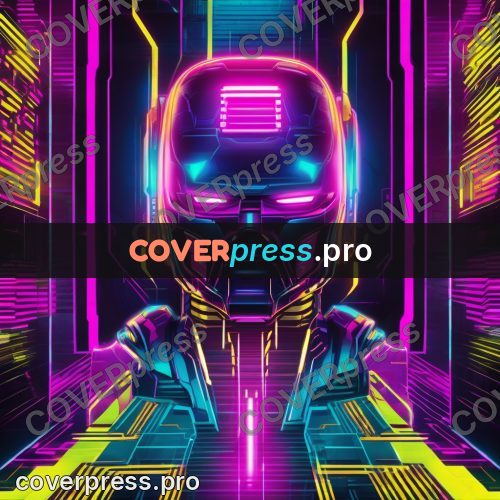 Cyberpunk illustration: android with a smooth visor