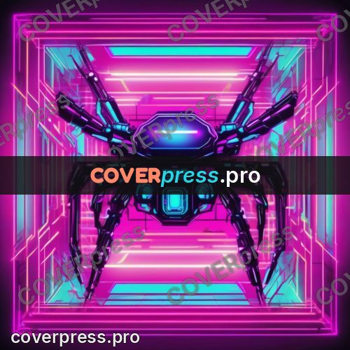 Cyberpunk illustration: spider robot in neon light