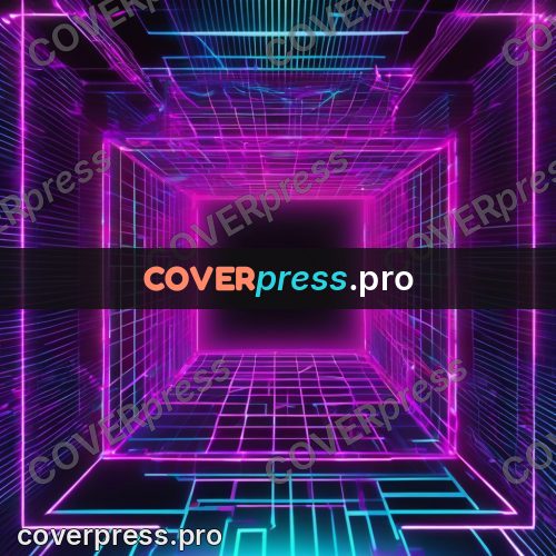Cyberpunk illustration: neon frame of a cube