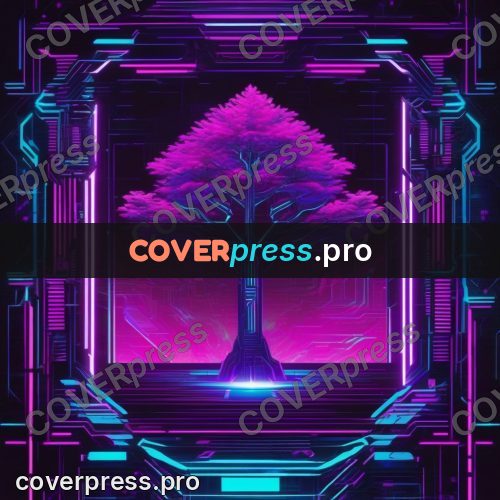 Cyberpunk illustration: glowing tree inside a frame